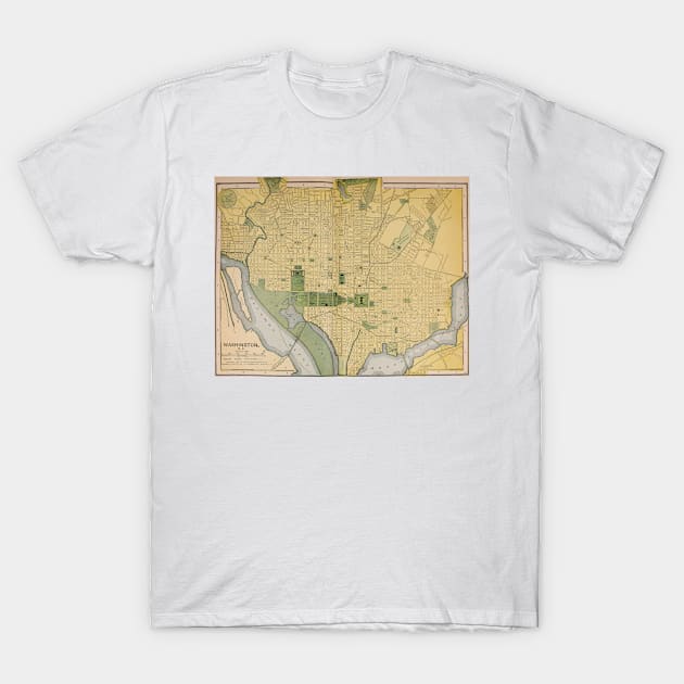 Vintage Map of Washington DC (1905) T-Shirt by Bravuramedia